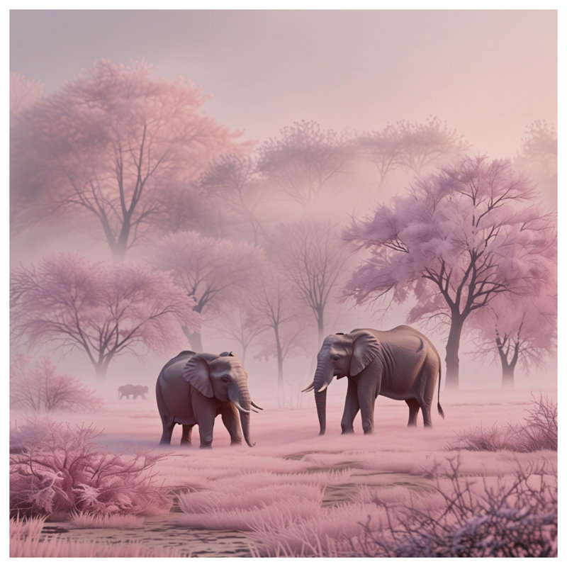 Éléphants dans la forêt rose, rideaux transparents et occultants - 1 panneau, 50 po x 92 po - 1 panneau, Transparent