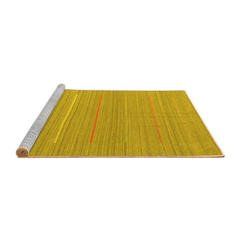 Tapis contemporains jaunes lavables à la machine 2785, Carré de 6 pi