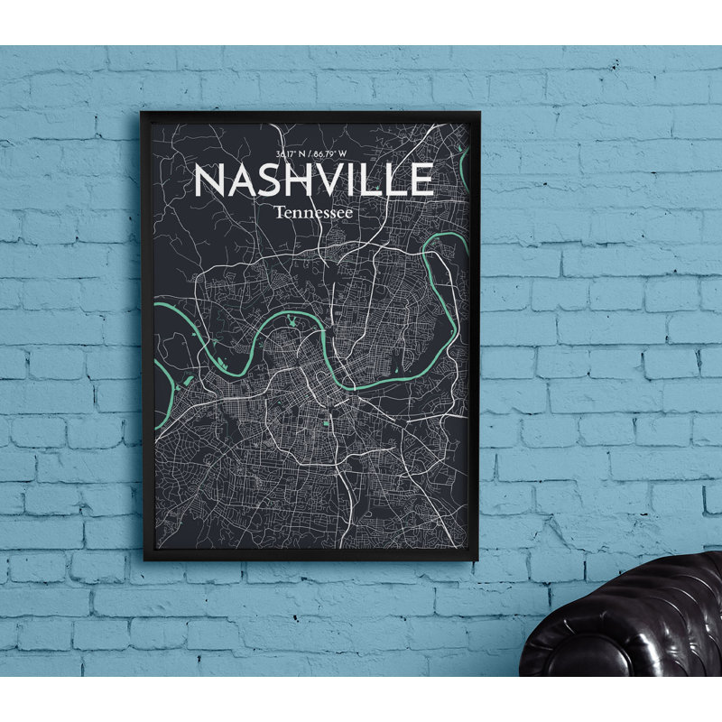 Nashville City Map - No Frame Print, 43.2cm H x 27.9cm W x 0.13cm D