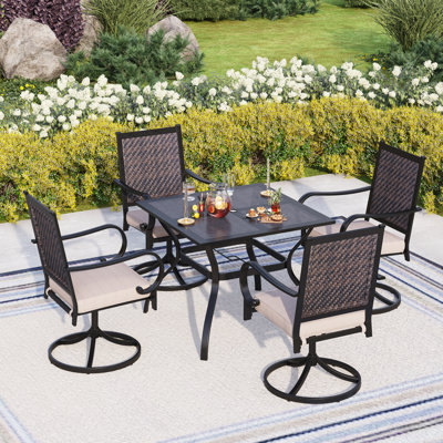 Alyah Square 4-Person 37" Long Patio Dining Set with Cushions