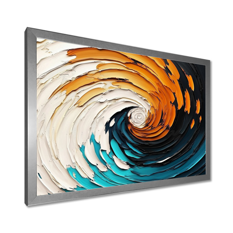 «Abstract Galactic Spiral Convergence III», art mural abstrait à vagues modernes, H 12 po x l 20 po, Argent argent
