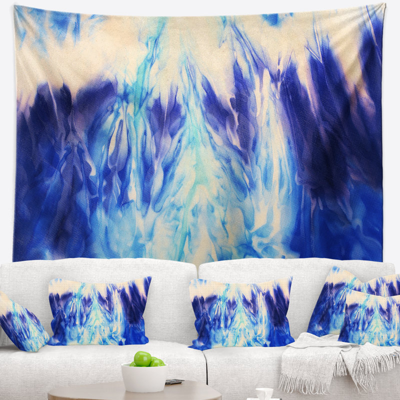 Tapisserie abstraite de la vie bleue, H 68 po x l 80 po
