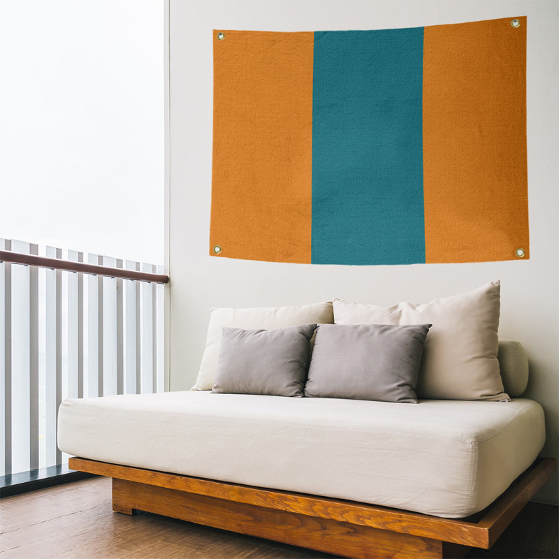 Tapisserie de polyester San Jose, H 59 po x l 80 po x P 2 po, Orange brulé / bleu sarcelle foncé du Pacifique