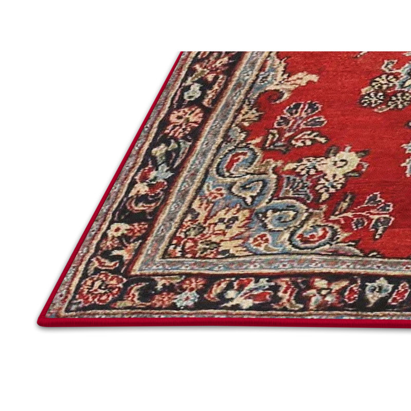 Tapis de style oriental rouge, Rectangle 7 pi x 9 pi