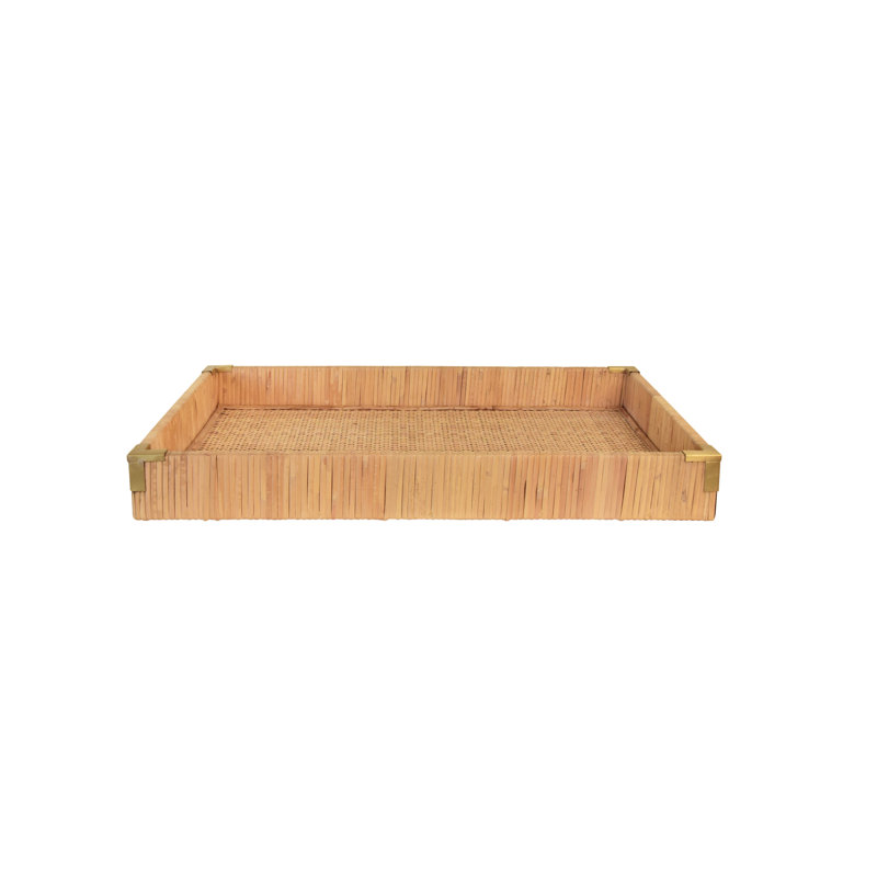 Tommy Rattan Decorative Tray, 2.38" H x 20.25" W x 14.13" D