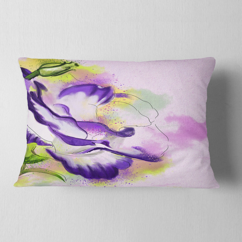 Coussin lombaire en aquarelle de fleurs abstraites