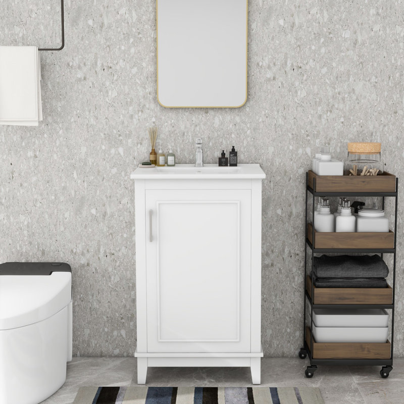 Meuble-lavabo simple avec plateau 20 po Jaivyon, Blanc