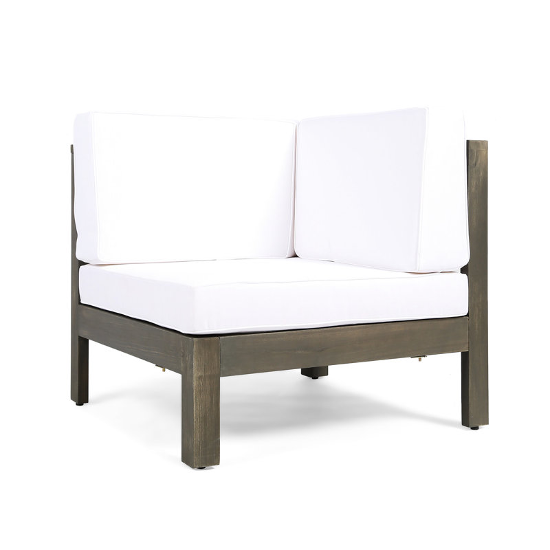 Chaise de coin blanche en bois pour la durabilité, le rembourrage à l'eau et le côté de style classique avec coussins, l 30,89 po x P 30,89 po H 27,12 po