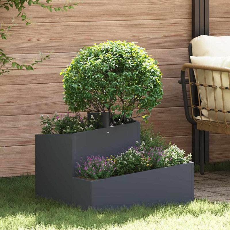 Garden Planter 50 Cm Steel, 50cmH x 60cmW x 60cmD, Anthracite
