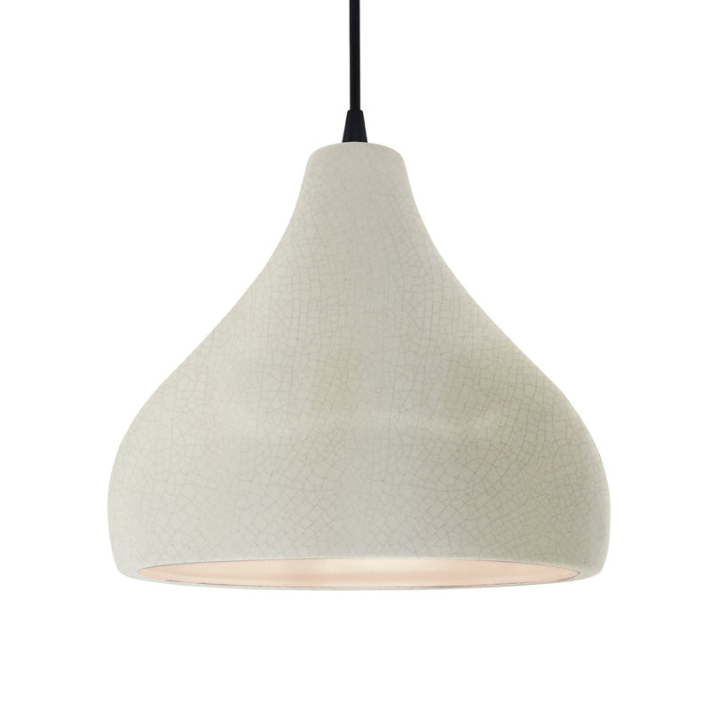 Luminaire suspendu à 1 lumière Meydan, H 9,5 po x l 13,5 po x P 13,5 po, Blanc craquelé, Noir mat