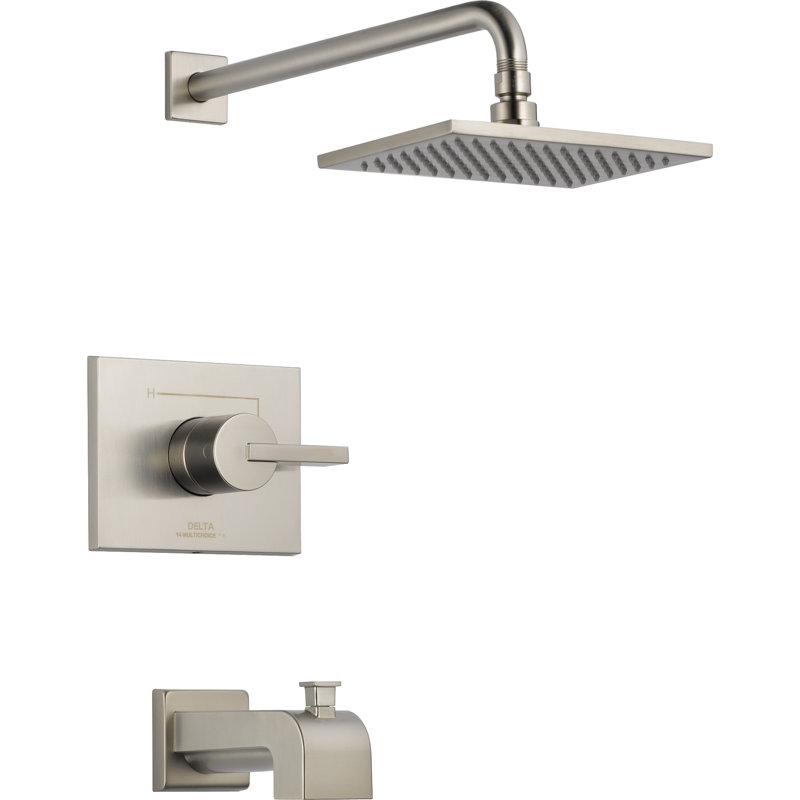Vero 14 Series Volume Tub and Shower Faucet Trim with Lever Handles and Monitor, Stainless Steel