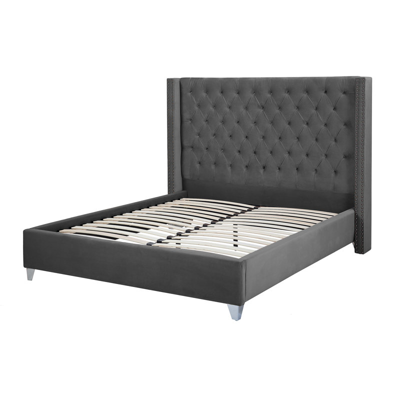 Courtyard Upholstered Bed, Grey, European Kingsize (160 x 200 cm)