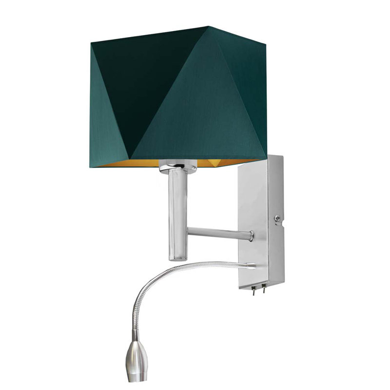 Edvin LED Armed Sconce, Green, Silver