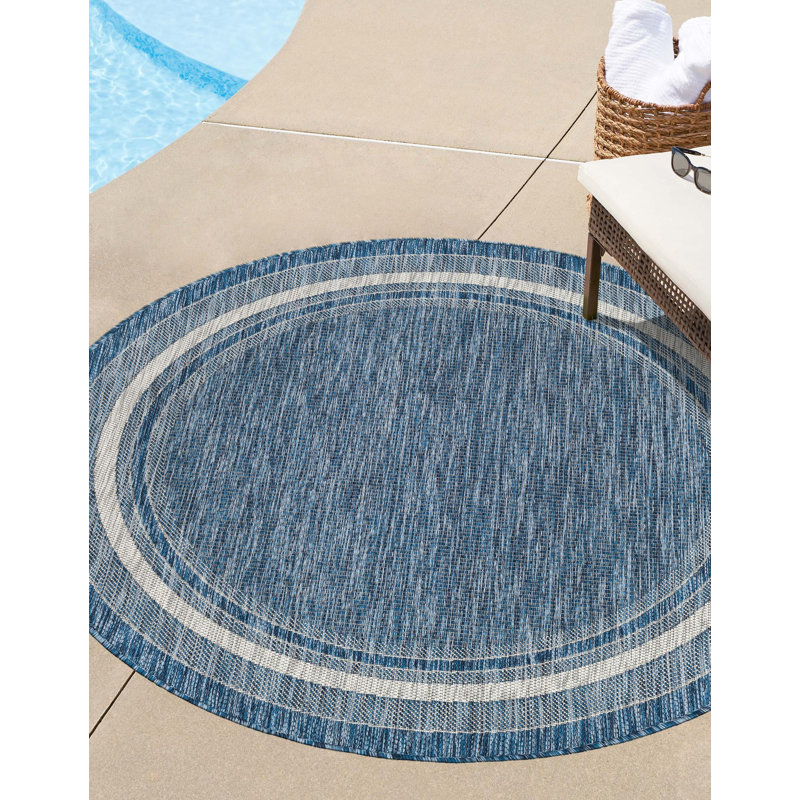 Tapis intérieur / extérieur Sevinc, Blue, Rond 4 pi