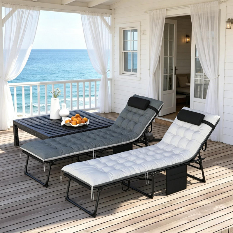 Chaises longues réglables pliantes pour la piscine, Black/Grey
