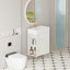 Meuble-lavabo à tablettes 21,6 po avec évier en céramique et porte à fermeture douce, armoire de rangement à tablettes ouvertes sur le côté gauche, assemblage requis, blanc-120566101