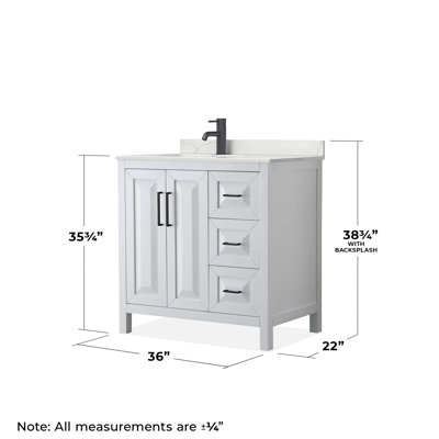 Meuble-lavabo simple 36 po avec plateau en quartz Daria