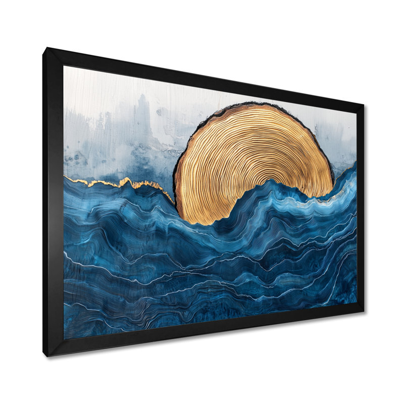 Greagory Safire Lake Into The Pine Forest II - Lake, art mural, H 16 po x l 32 po, Floater Framed, Black
