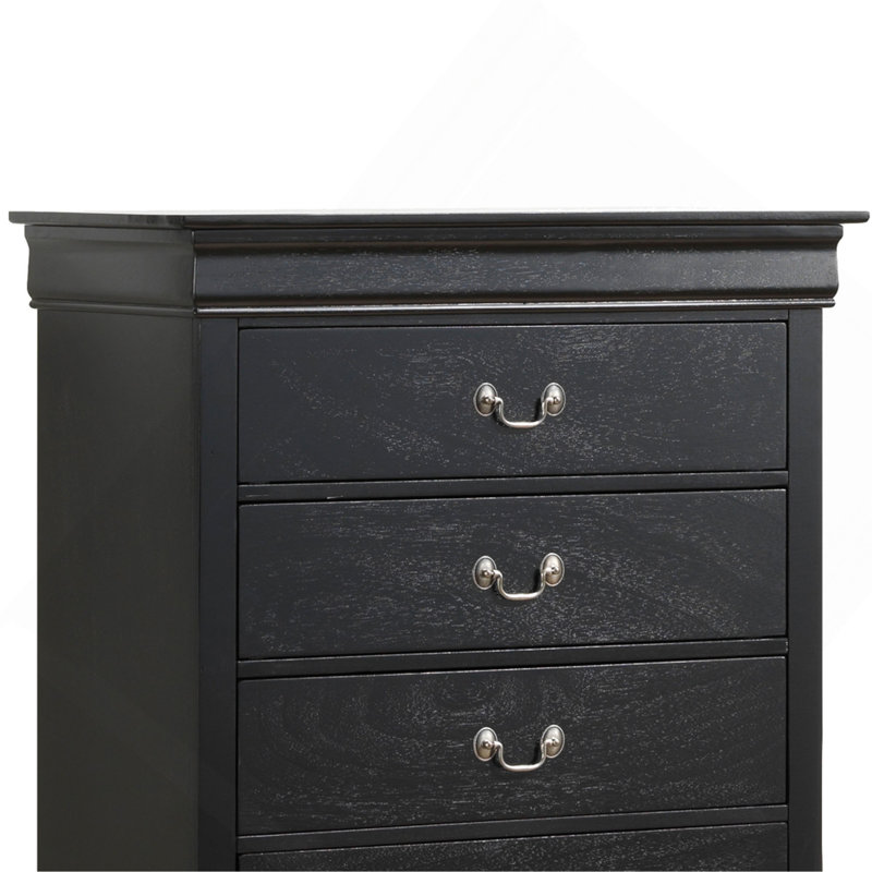 Commode verticale avec poignées décoratives, Noir