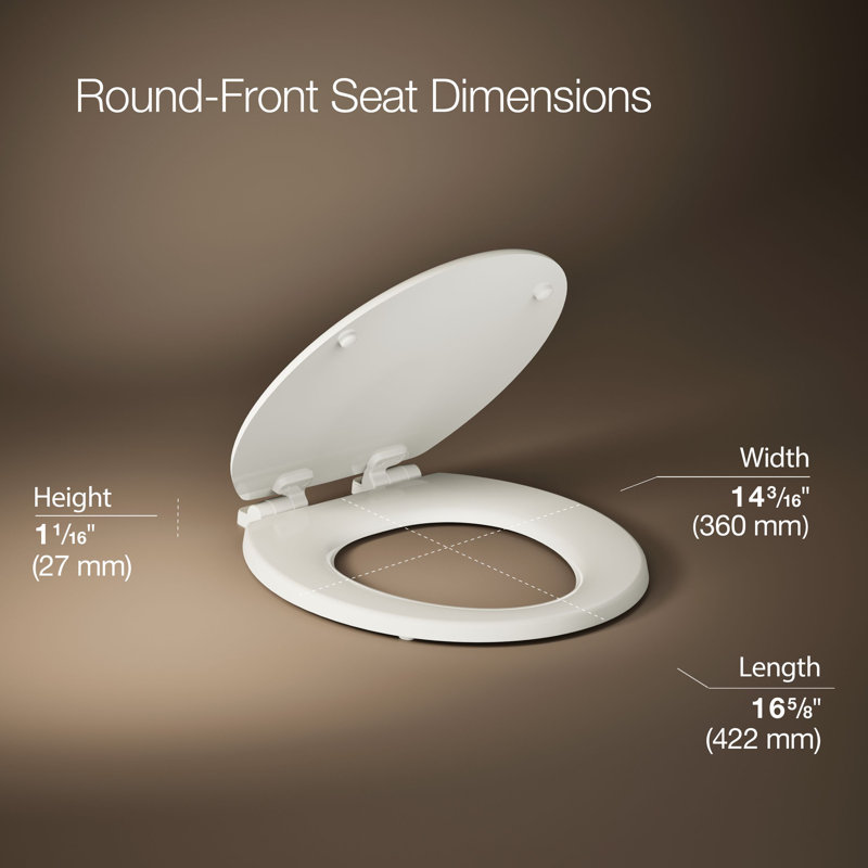 Stonewood Quiet-Close Compression-Molded Wood Toilet Seat, Round, Biscuit