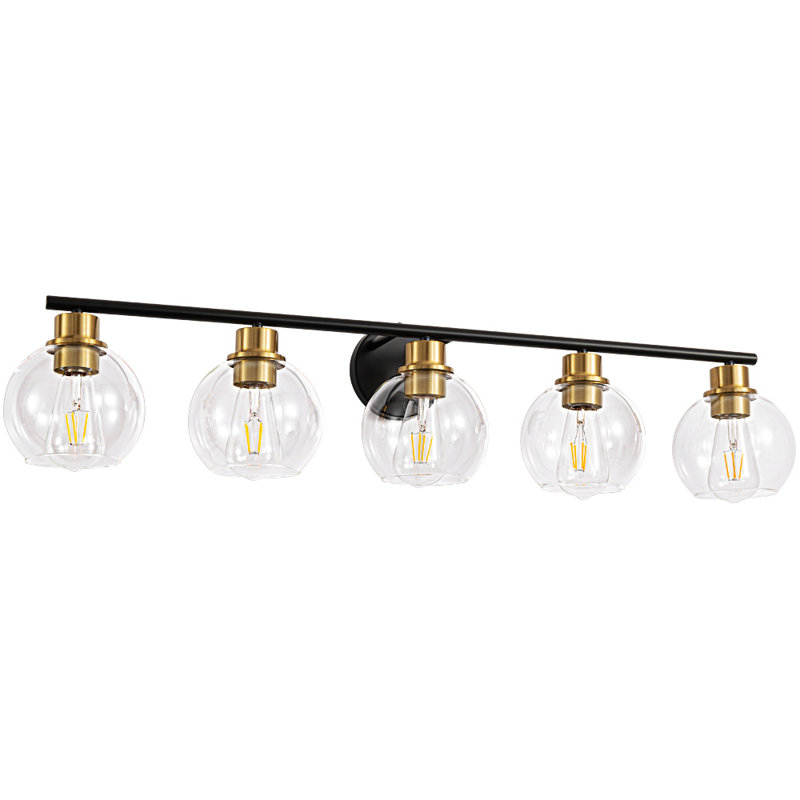 Aanay Dimmable Bathroom Vanity Light, 5, Black/Gold