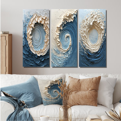 Vortex océanique blanc accentué de bleu I - Collection d'art mural moderne