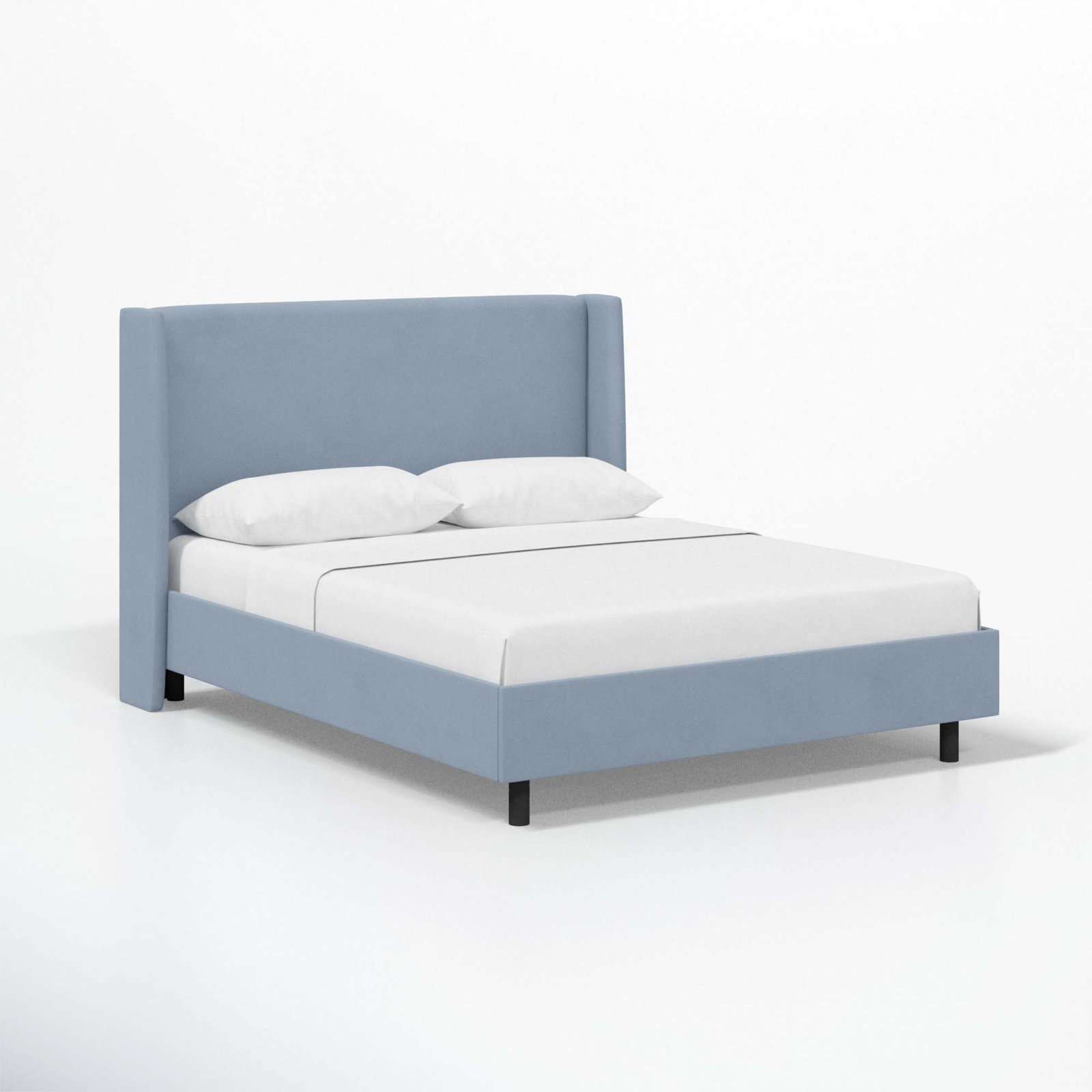 Tilly Linen Upholstered Wingback Bed, Twin, Classic Ocean Velvet