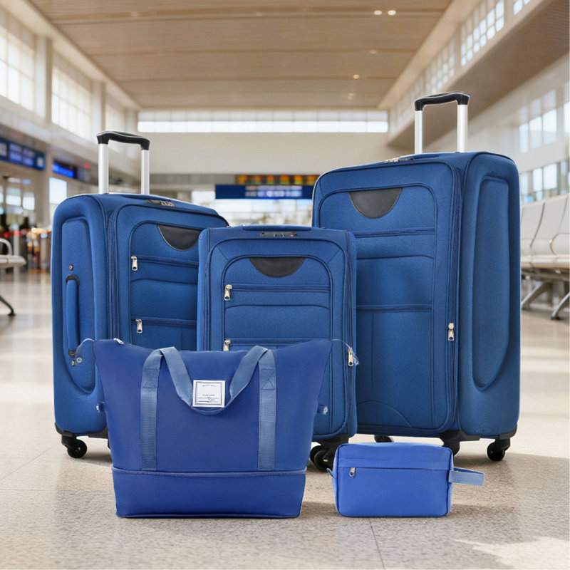 Ensemble de valises extensibles avec sac de voyage 3 pièces Softside Valise Softshell, Navy Blue