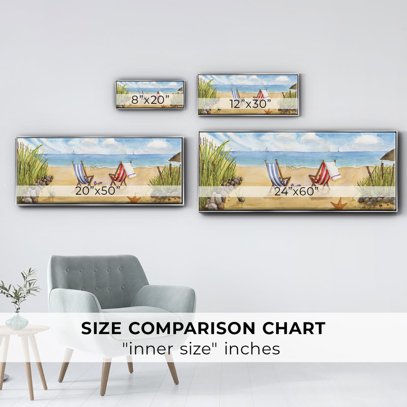 Beach For Two- Framed Canvas, 20" H x 50" W