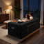 Canapé-lit rembourré 78,8 po en velours côtelé avec accoudoirs et coussin-364093984