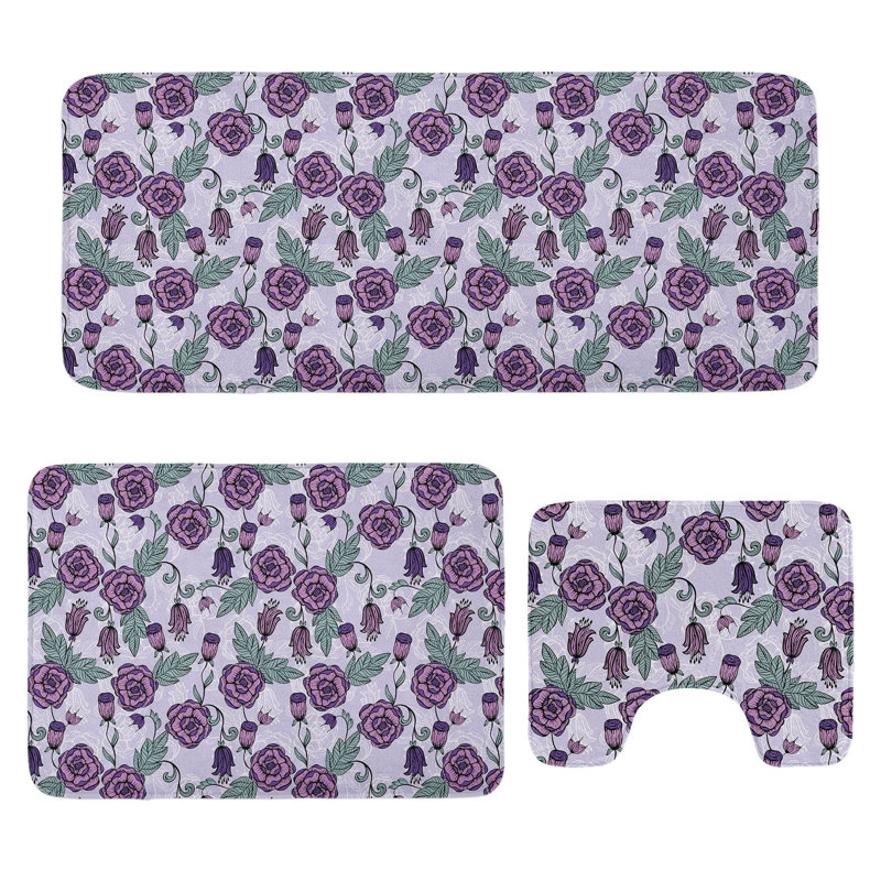  Ensemble de tapis de salle de bain 3 pièces Flower