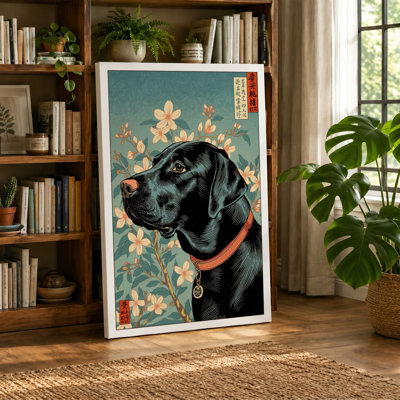 Japanese Portrait with Florals Japandi - Wrapped Canvas
