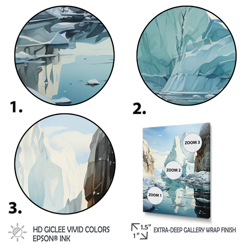 «Teal Iceberg», impression sur toile, Cadre photo noir, H 20 po x l 12 po x P 1 po