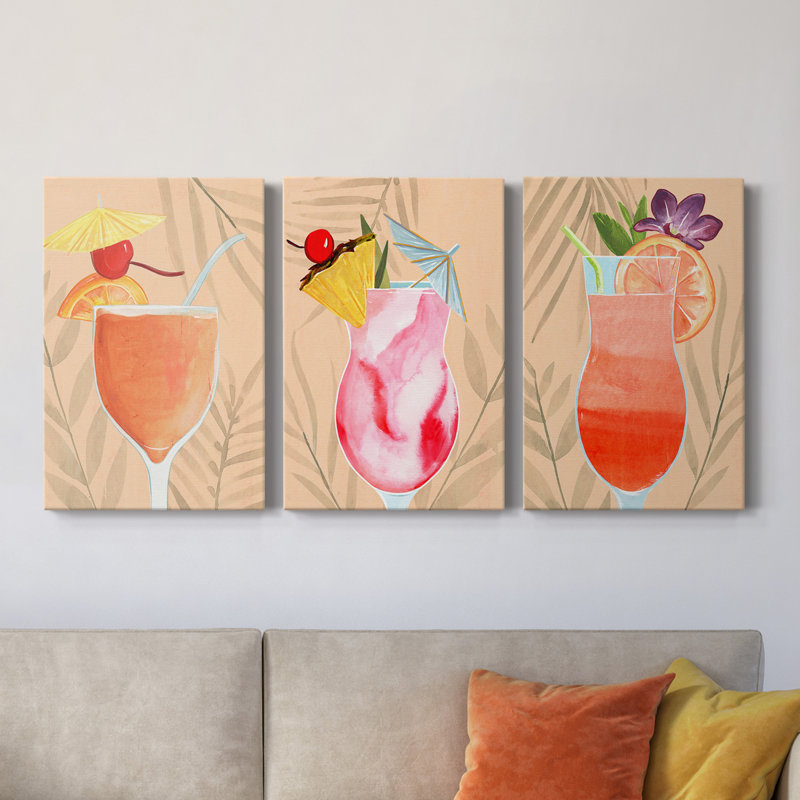 «Tropical Cocktail I», ensemble de 3 toiles tendues, H 60 po x l 120 po x P 1 po