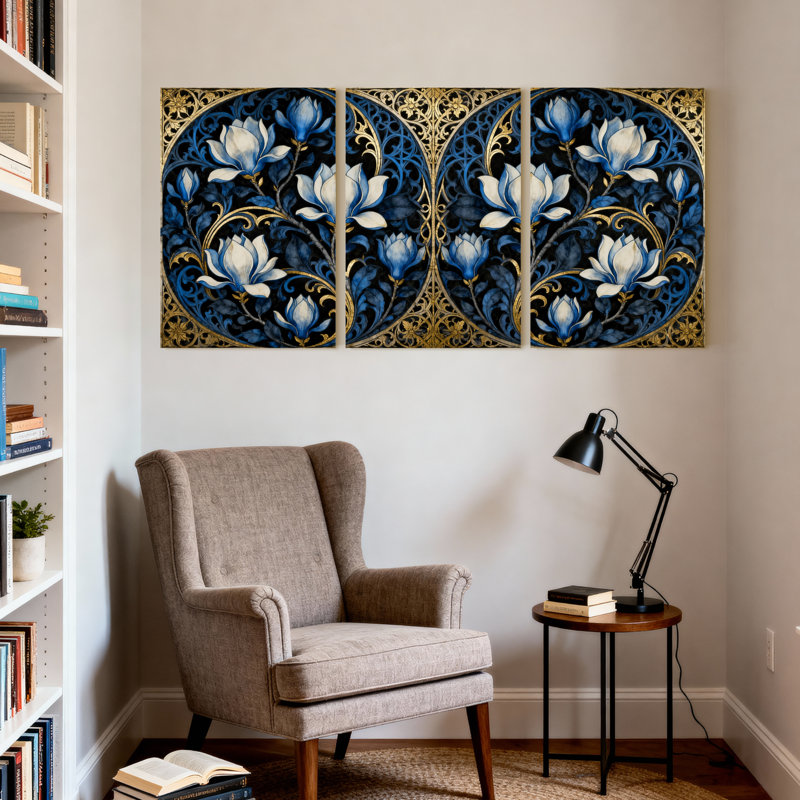 Plantes et fleurs, ensemble de 3 reproductions d'art sur toile, H 30 po x l 20 po