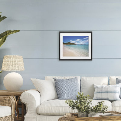 Coastal Caribbean Shoreline Framed Print Under Glass, design by Seven Trees Design