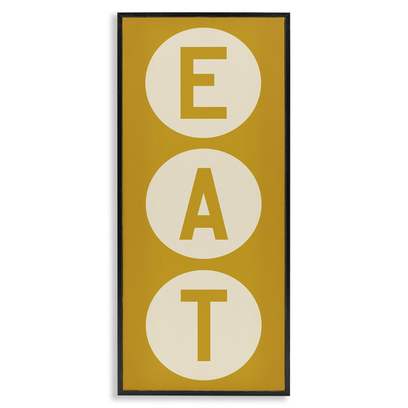 " Retro Style Eat Circle Letters Sign " by Ryan Fowler, Black Framed, 24" H x 10" W x 1.5" D