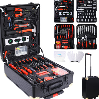 969 Home Repair Tool Kit For Men. 4 Rolling Toolbox, Black. Leads Maintenance, Garden, And Diy Jobs. Comprises Wrenches, Screwdrivers, Pliers. Built With Substances. A Alluring Homeowners Black Box 4