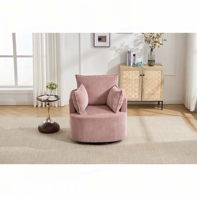 Chaise pivotante rembourrée en velours côtelé, Rose