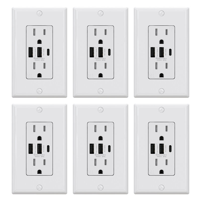 15 Tamper Resistant Outlet with USB Port, 6