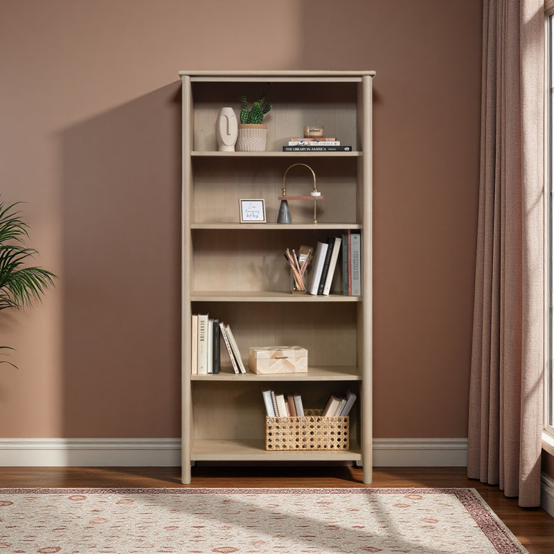 Bibliothèque à 5 tablettes avec rangement dissimulé