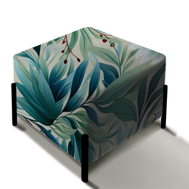 Oceanic Foliage Botanical Pattern - Tropical Square Ottoman