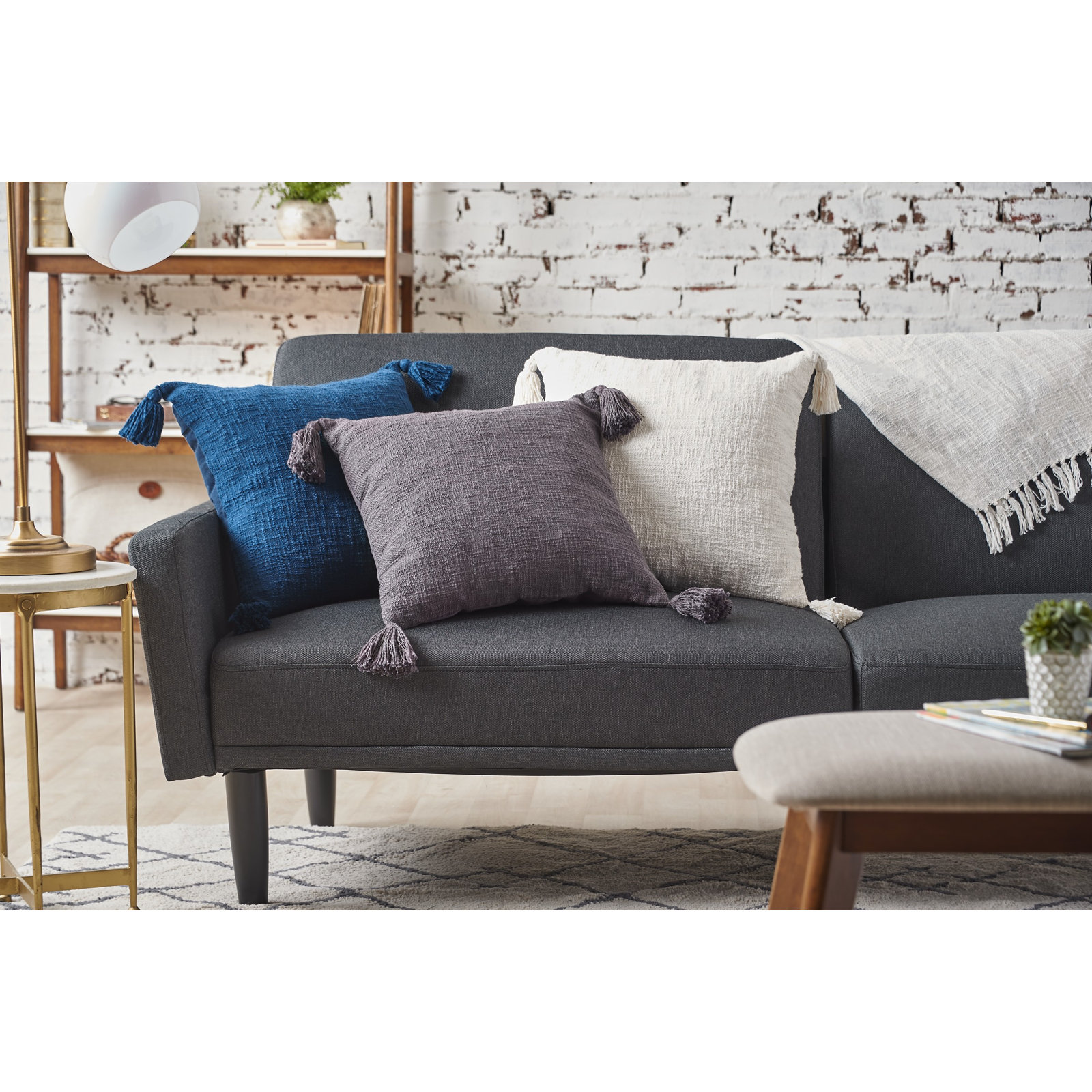 Aulene 18" x 18" Cotton Throw Pillow, Cement