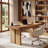63" Farmhouse Solid Wood Executive Desk, Large Computer Writing Desk Workstation for Home Office, Light Brown