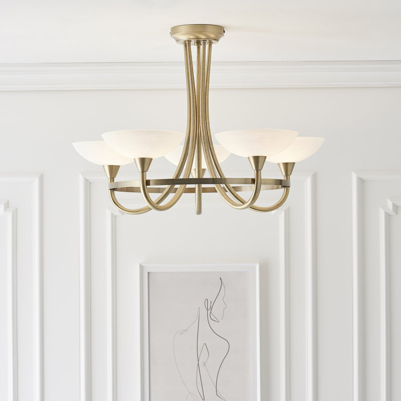 Montague Glass Semi Flush Mount, Antique Brass