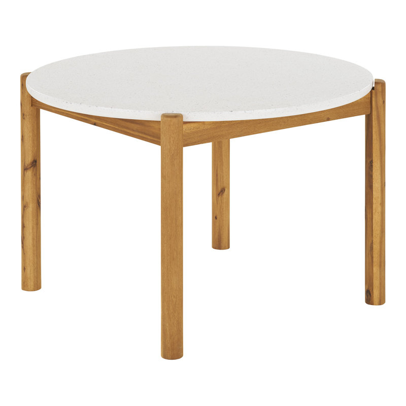 Table de salle à manger ronde d'extérieur 48 "avec plateau en terrazzo et structure en bois d'acacia massif Portofino