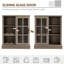 Armoire de bar à vin, petit buffet buffet, armoire de rangement de cuisine avec support à vin de 6 bouteilles et porte-verres à pied, porte coulissante, tablettes