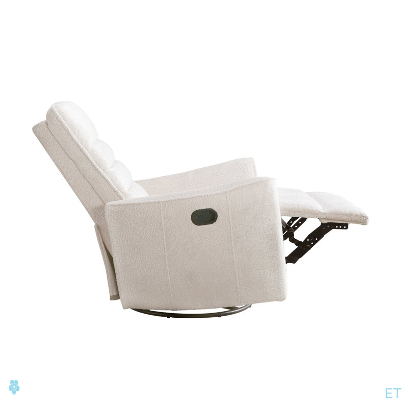 Fauteuil inclinable pivotant en chenille ivoire