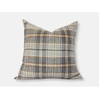 Housse de coussin écossais brun, coussin neutre beige
