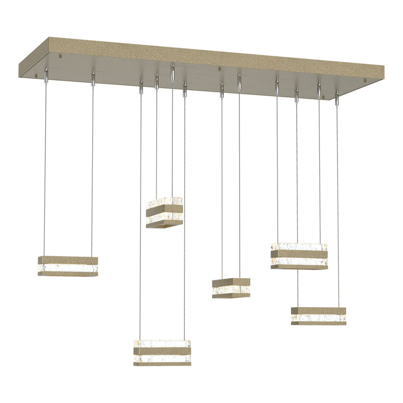 Stacks 6-Light LED Pendant - Clear Glass, Soft Gold